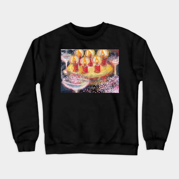 Birthday Cake with six candles Crewneck Sweatshirt by Visuddhi